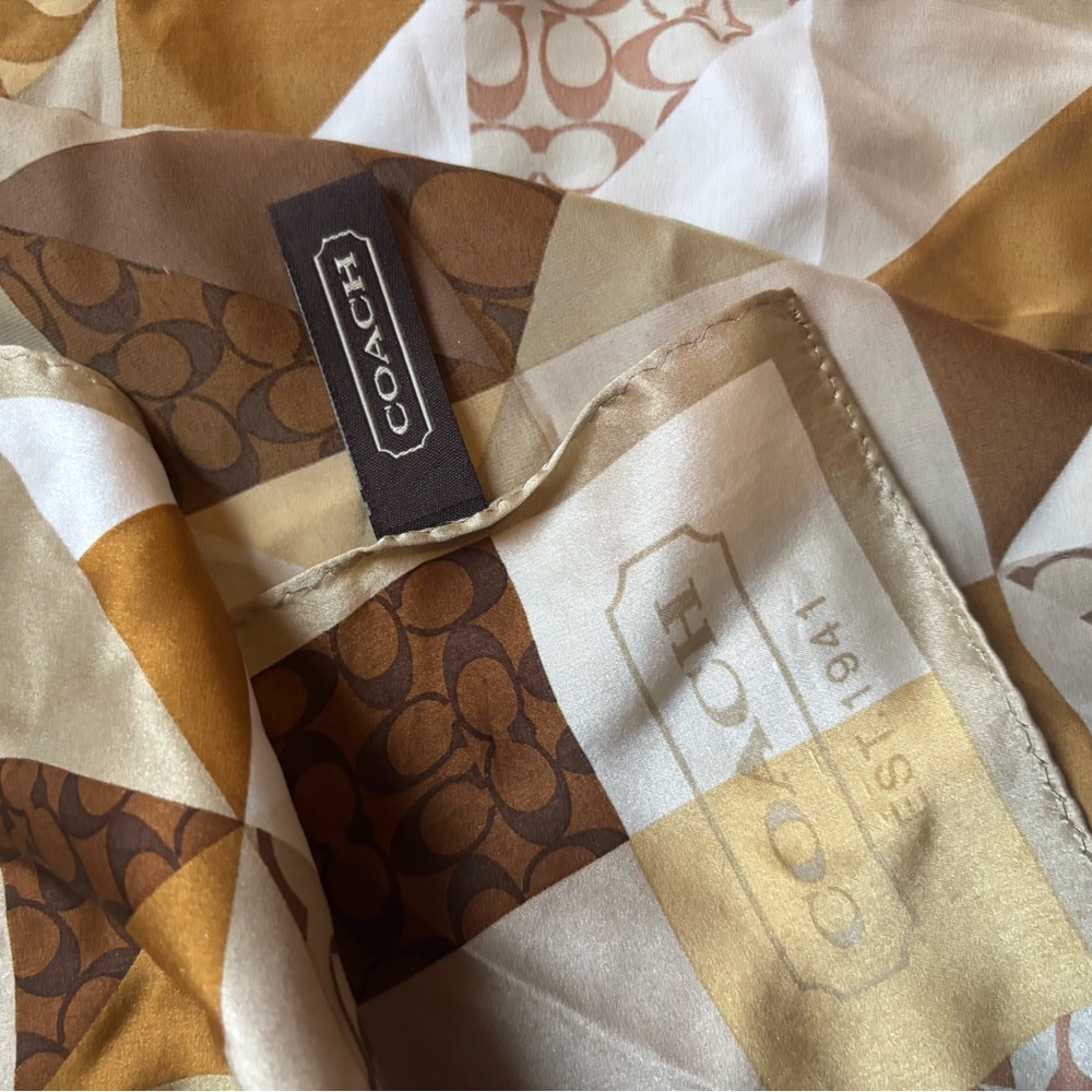 Tan and brown Coach Scarf or accessory - Picture 3 of 4